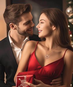 Forever Love Heart Sterling Silver Pendant Necklace Birthstone Crystals Rose Gold Plated