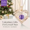Forever Love Heart Sterling Silver Pendant Necklace Birthstone CrystalsRose Gold-02-Feb