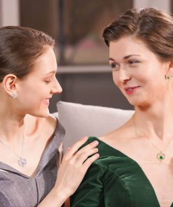 Forever Love Heart Sterling Silver Pendant Necklace Birthstone CrystalsRose Gold-05-May