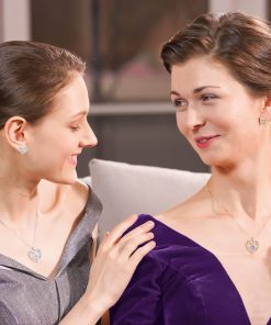 Forever Love Heart Sterling Silver Pendant Necklace Birthstone CrystalsRose Gold