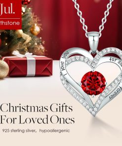 Forever Love Heart Sterling Silver Pendant Necklace Birthstone CrystalsRose Gold-07-Jul