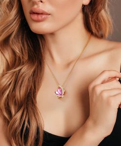 Rose Gold Plated-October-Rose Quartz Pink