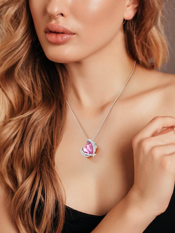 White Gold Plated-10-October-Rose Quartz Pink